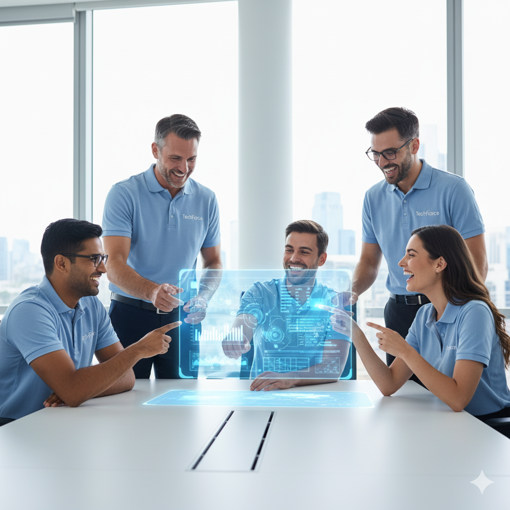 The TechForce team in a meeting